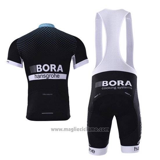 2017 Abbigliamento Ciclismo Bora Scuro Nero Manica Corta e Salopette